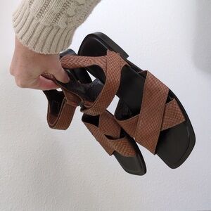 Cordani Snakeskin Brown Leather Sandals | 37